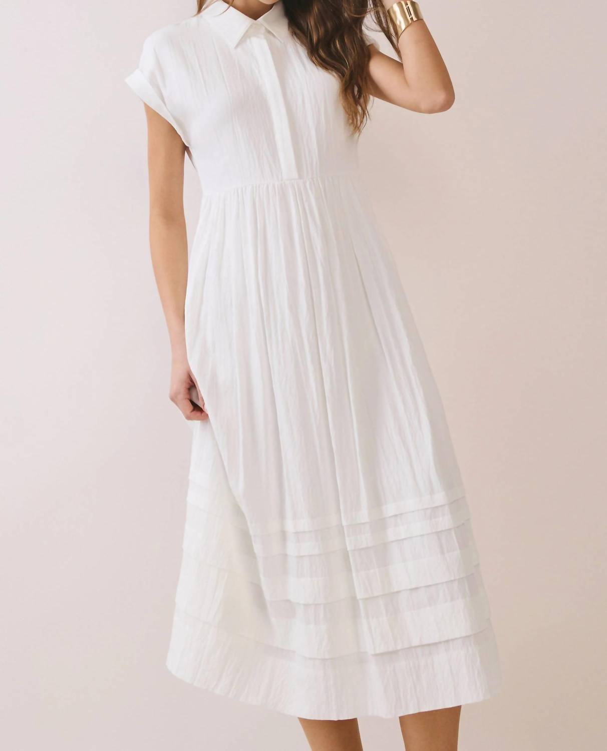 Tcec - Classic Shirt Pleated Dress
