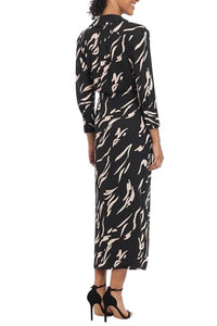 Donna Morgan - Long Sleeve Abstract Wrap Dress
