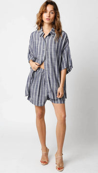 Olivaceous - Olivia Short Sleeve Button Down Top