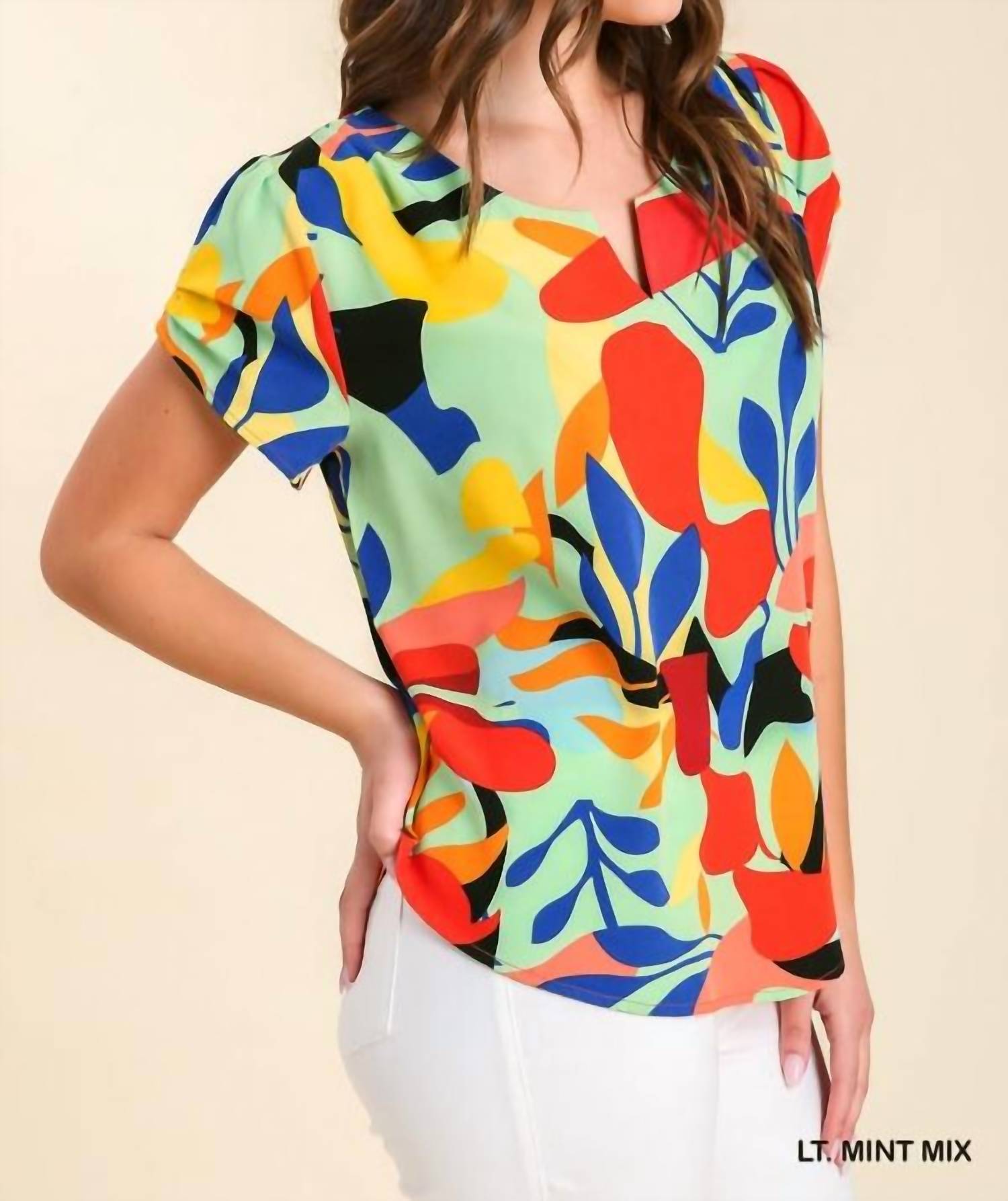 Umgee - Abstract Short Sleeve Top