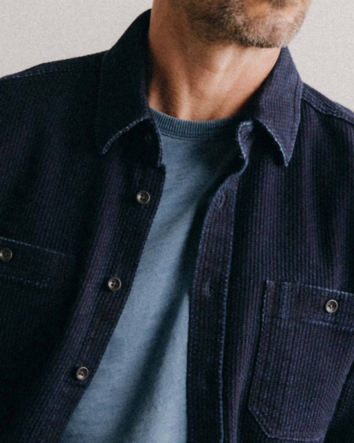 Taylor Stitch Utility Long Sleeve Shirt in rinsed indigo - men's shirt - alternate view