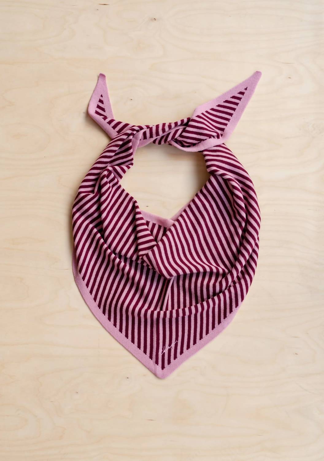 TBCo Women's Large Merino Triangle Scarf in pink stripe 1 - women's scarf