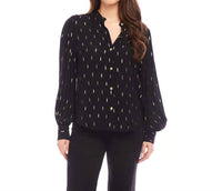 Karen Kane - Mariat Metallic Shirred Sleeve Top