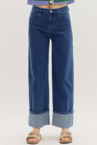 Entro - Cuffed Ankle Wide Hemmed Pants