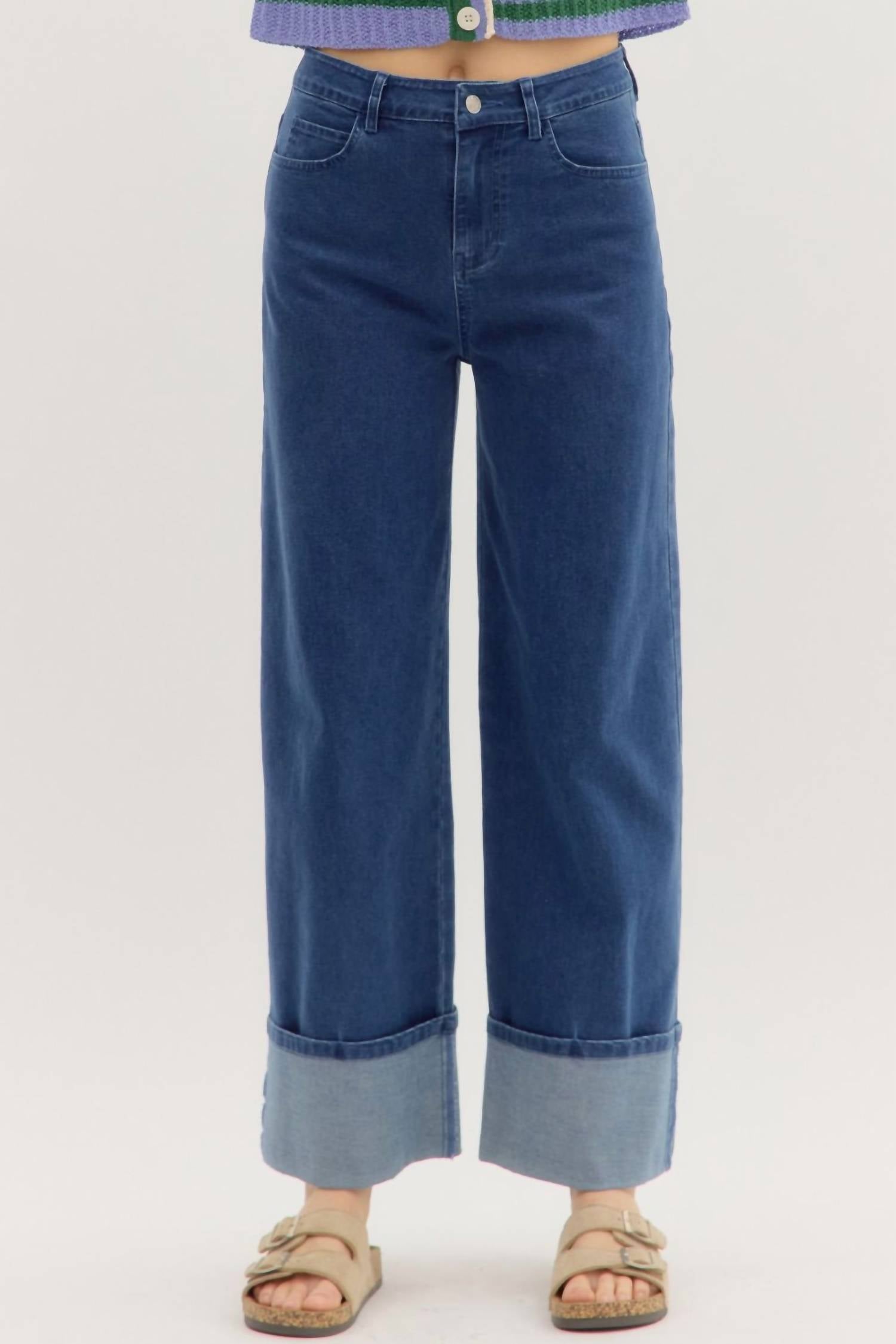 Entro - Cuffed Ankle Wide Hemmed Pants