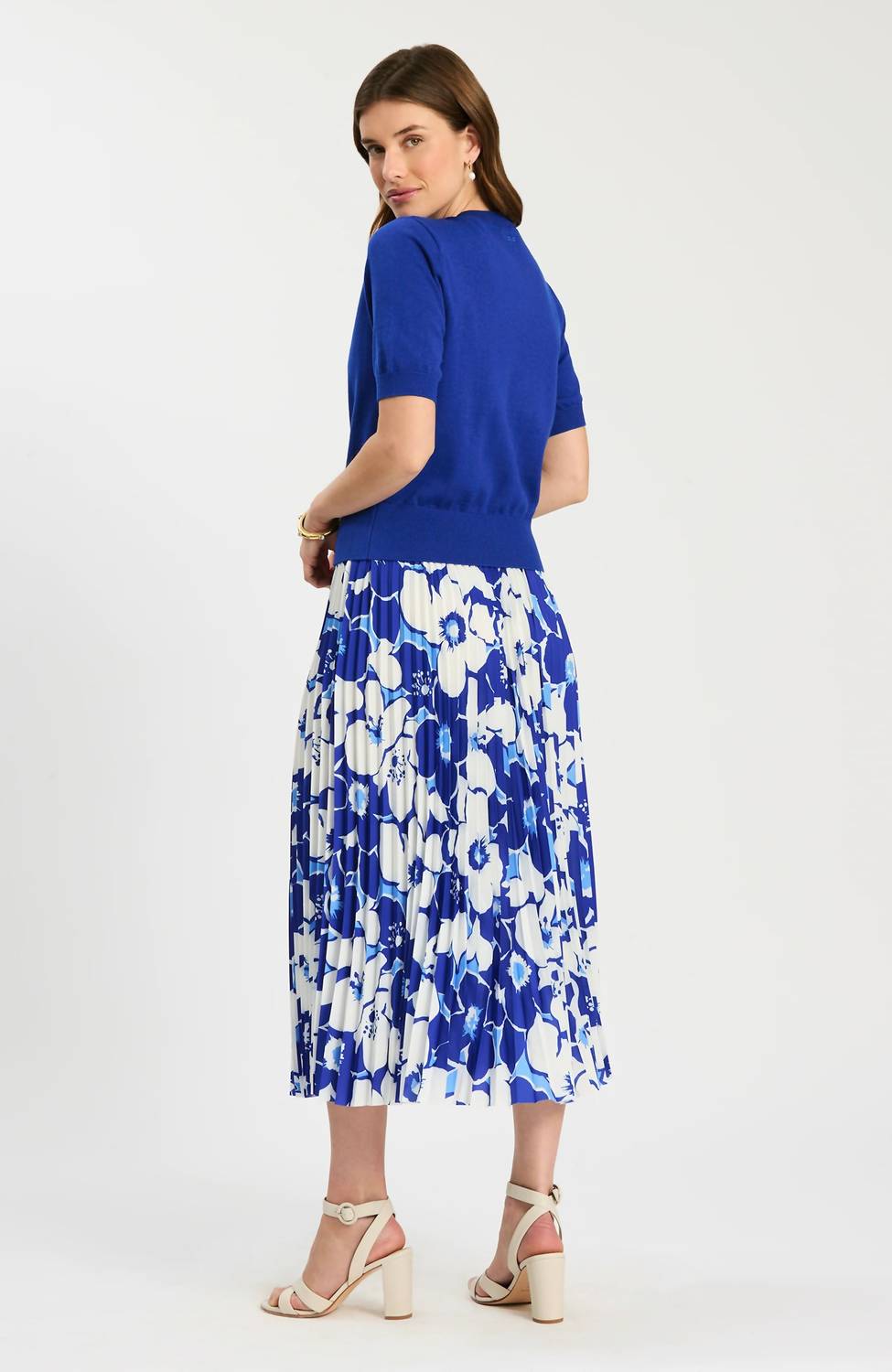 Tyler Boe Kit Cotton Blend Short Sleeve Cardigan in bluing - women's cardigan - alternate view
