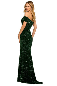 Sherri Hill - One Shoulder Velvet Prom Dress