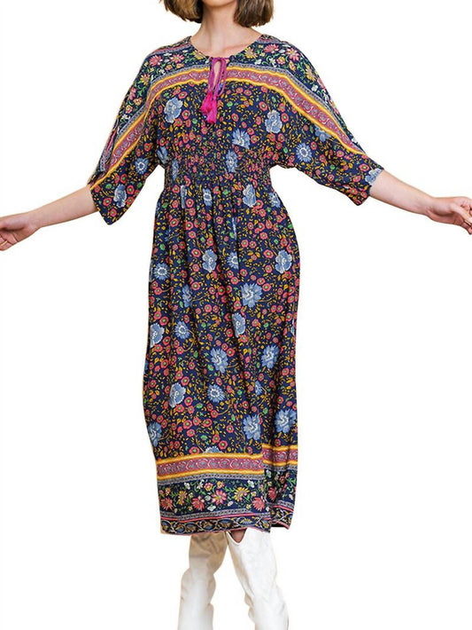 Umgee - Floral Smocked Waist Maxi Dress