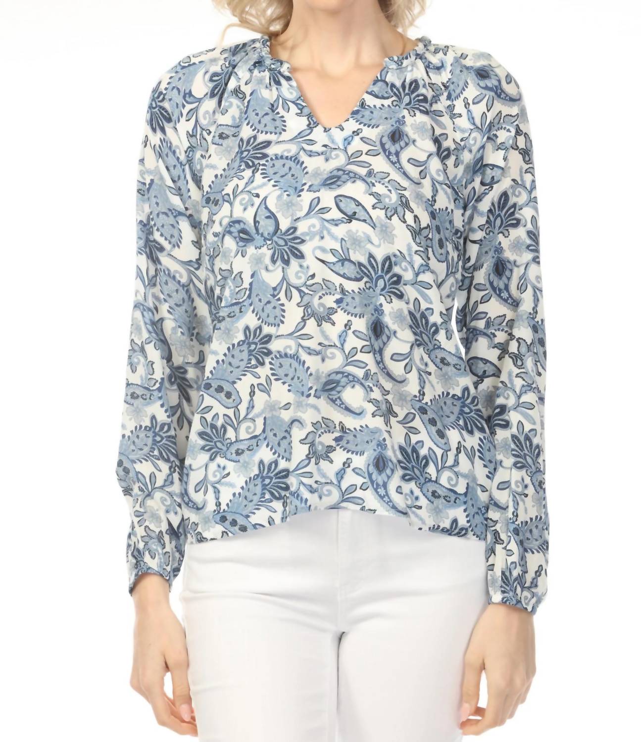 Charlie B - Printed Raglan Sleeve Popover Blouse