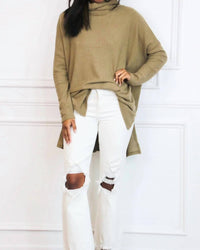 Zenana - Oversized Long Sleeves Thermal Sweater
