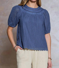 Current Air - Eyelet Embroidery Short Sleeve Blouse