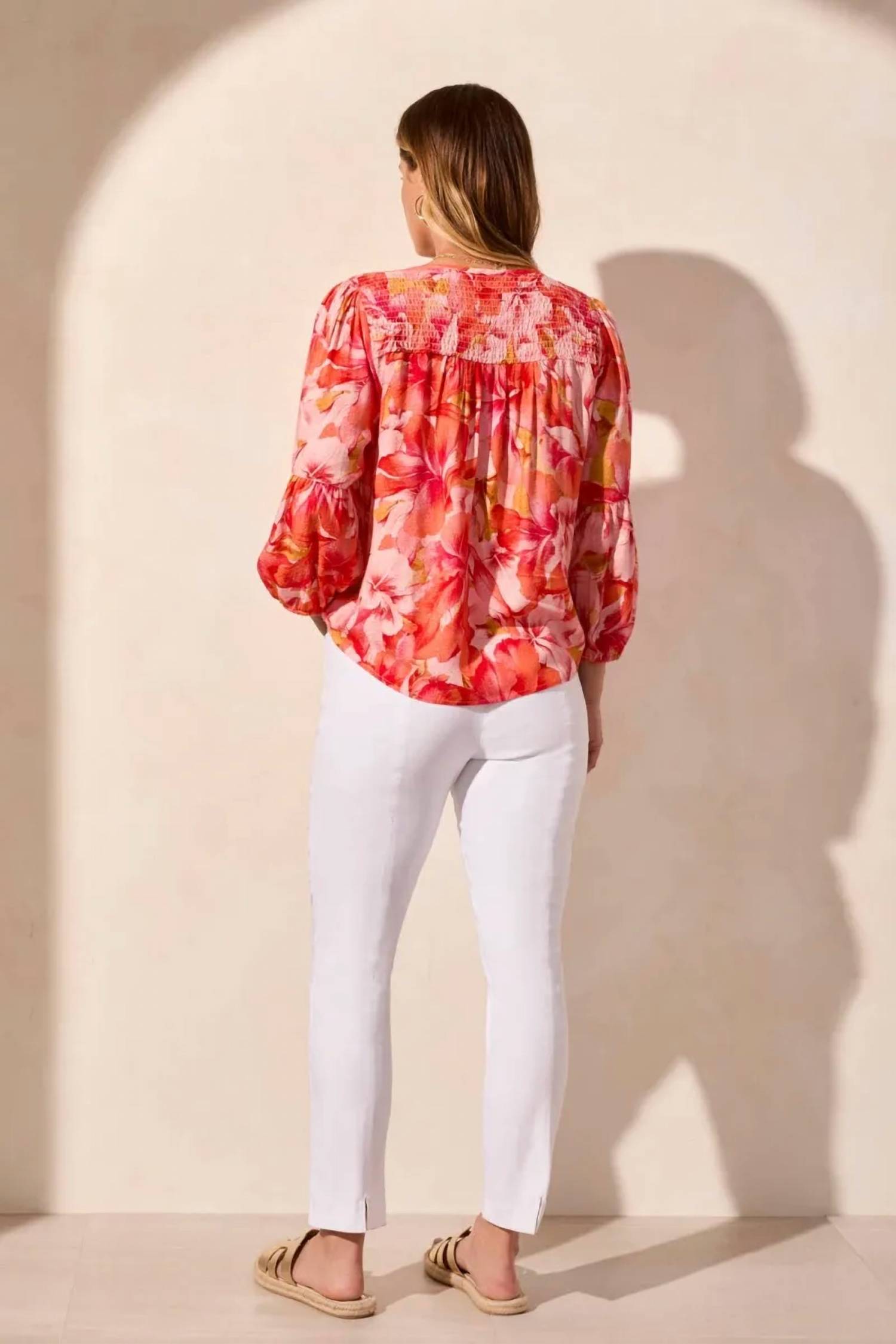 Tribal - Jacquard Smocked-neck Blouse