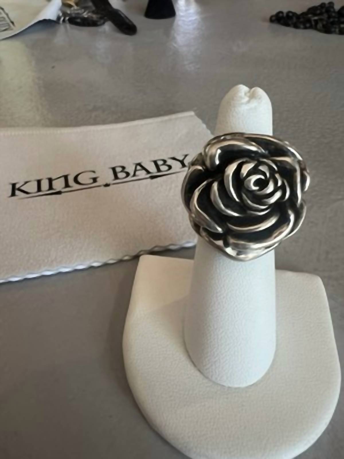 King Baby Studio Women's Rose Ring in silver - women's jewelry - alternate view
