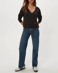 Michael Stars - Brea Cropped Long Sleeve V-neck Tee
