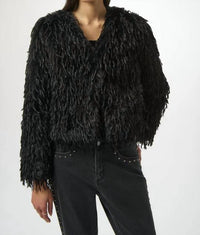 Joseph Ribkoff - Faux Fur Collarless Boxy Jacket