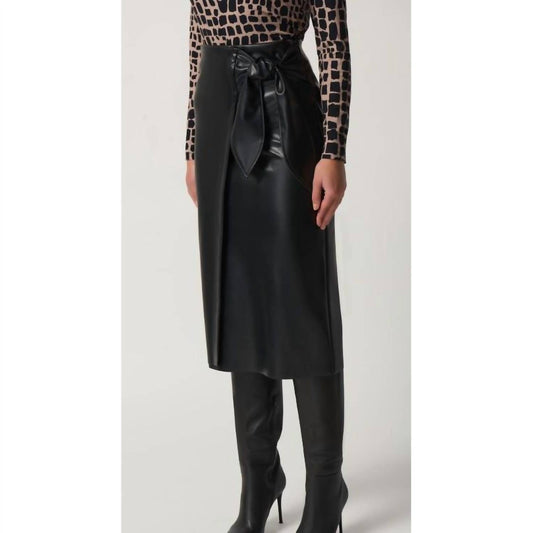 Joseph Ribkoff - Faux Leather Tie Wrap Skirt