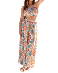 Fore Collection - Harmony Flower Power Crop Top & Flare Pant Set