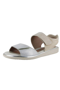 Beautifeel Women's Romi Casual Sandal in silver snake print suede - women's sandal - detail view
