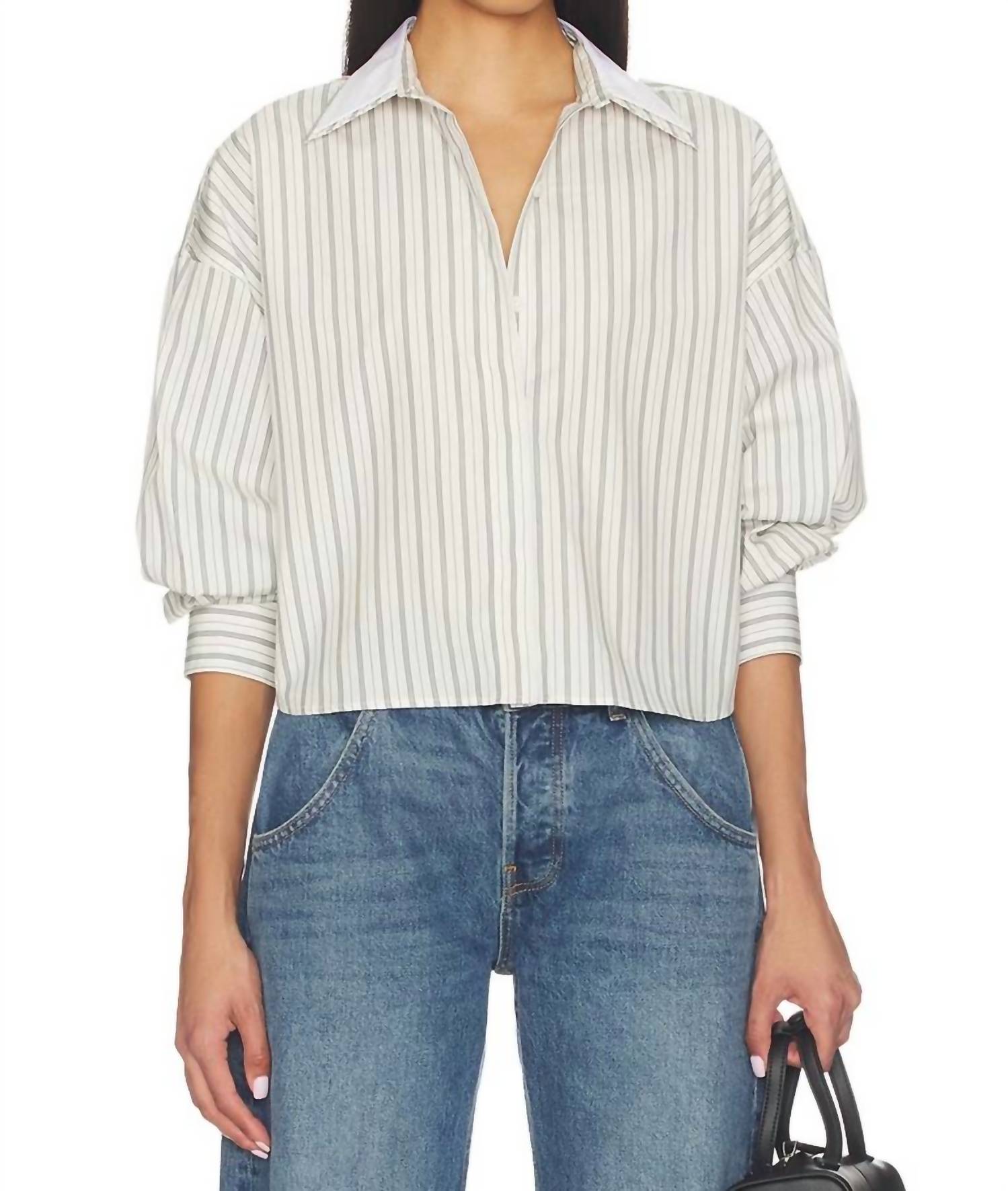Rag & Bone Marin Stripe Layered Shirt in cream stripe - women's shirt