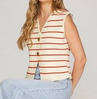 She + Sky - Harbor Sleveless Stripe Knit Vest