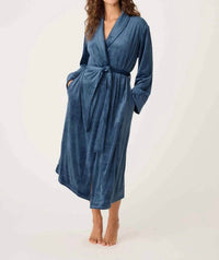 PJ Salvage Velvety Velour Robe in navy - women's intimate - detail view
