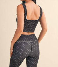 Kimberly C - Polka Dot Print Crop Tank With Lace Trim