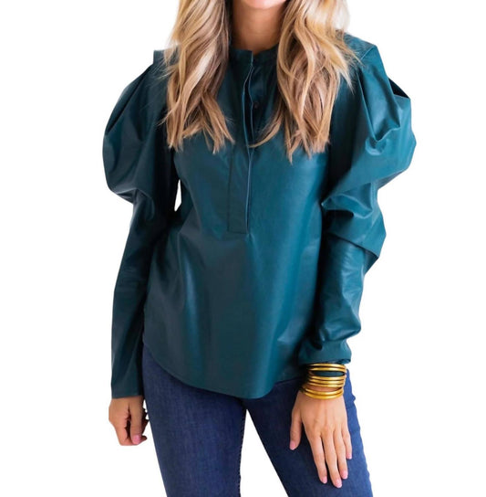 Karlie - FAUX LEATHER PUFF SLEEVE TOP