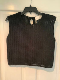 Elle Grey - Women's Sleeveless crochet knit top with crew neckline