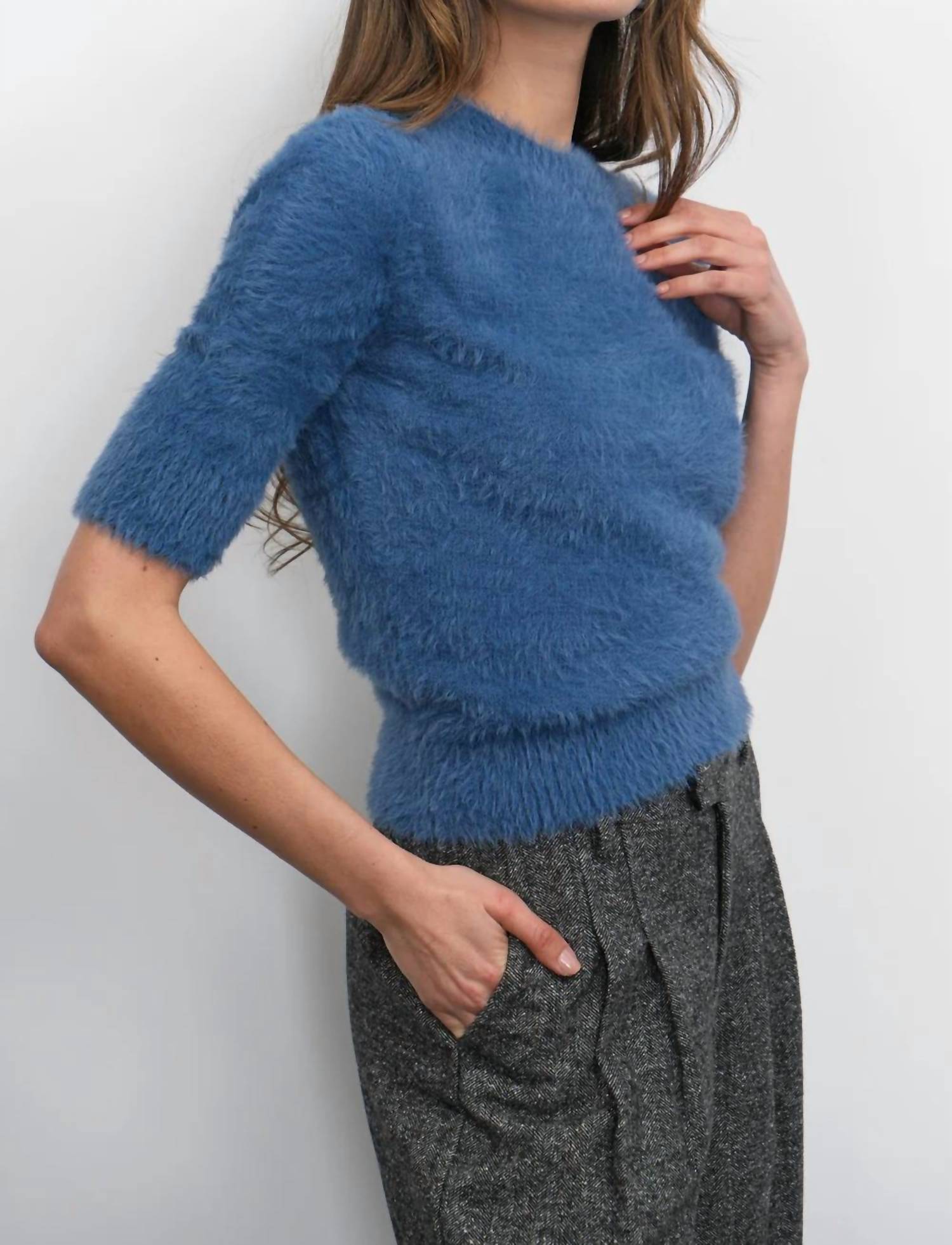 Greylin - Odette Fuzzy Elbow Sleeve Top