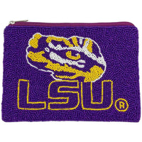 La Chic Designs - Women's Lsu Tiger Eye Beaded Coin Purse