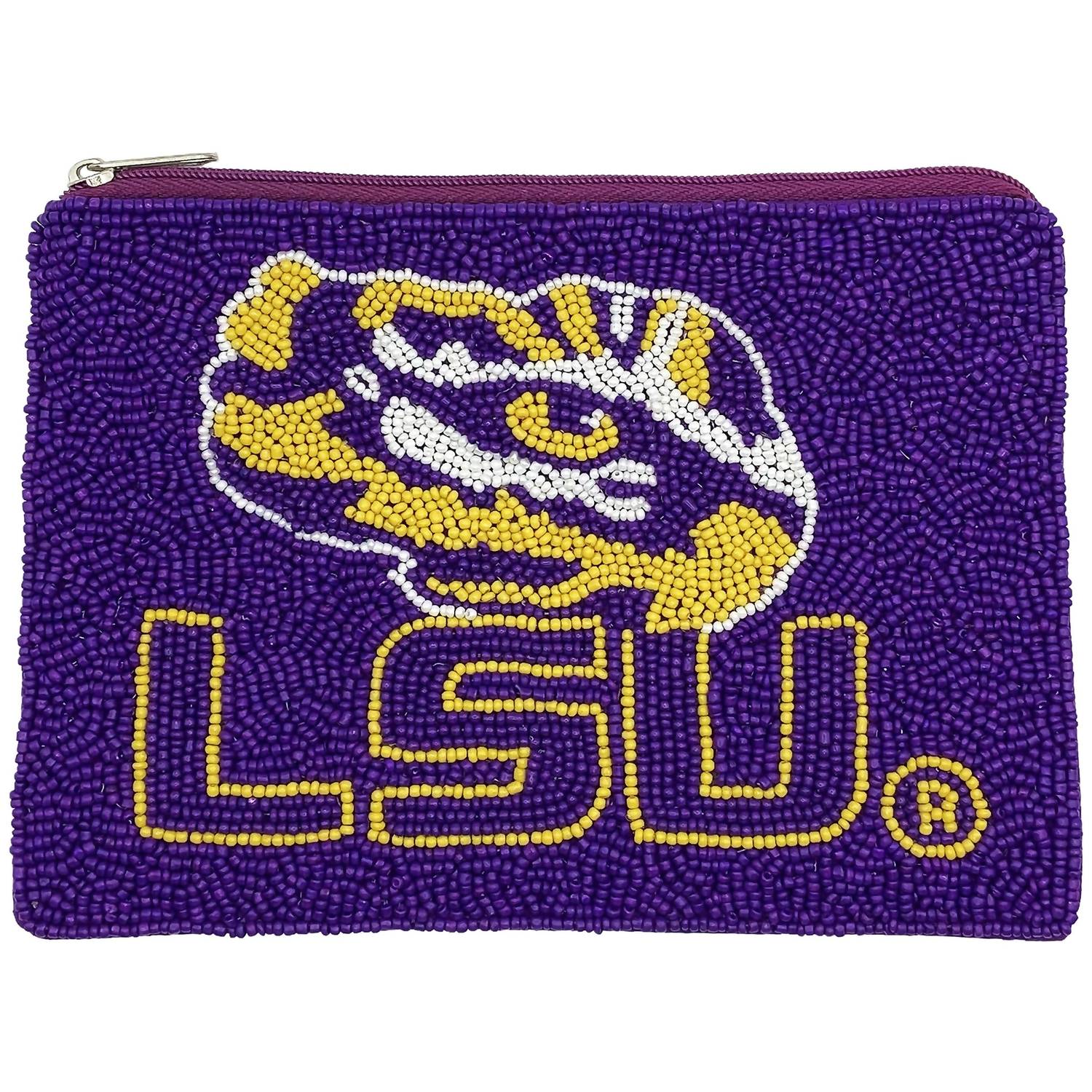 La Chic Designs - Women's Lsu Tiger Eye Beaded Coin Purse