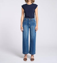 Letter to Juliet Paola Wide Leg With Seam Lines Jeans in indigo - women's jeans