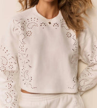 Loveshackfancy - Lalo Bandana Eyelet Fleece Pullover Sweatshirt