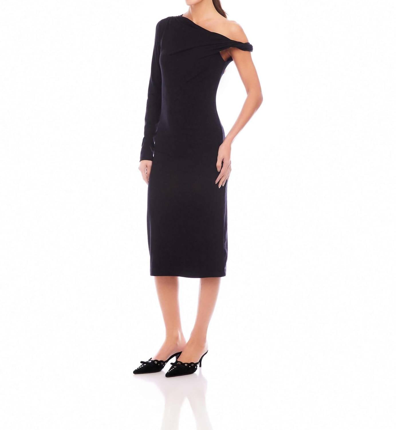 Fifteen Twenty - Nadia Asymmetric Neck Midi Dress