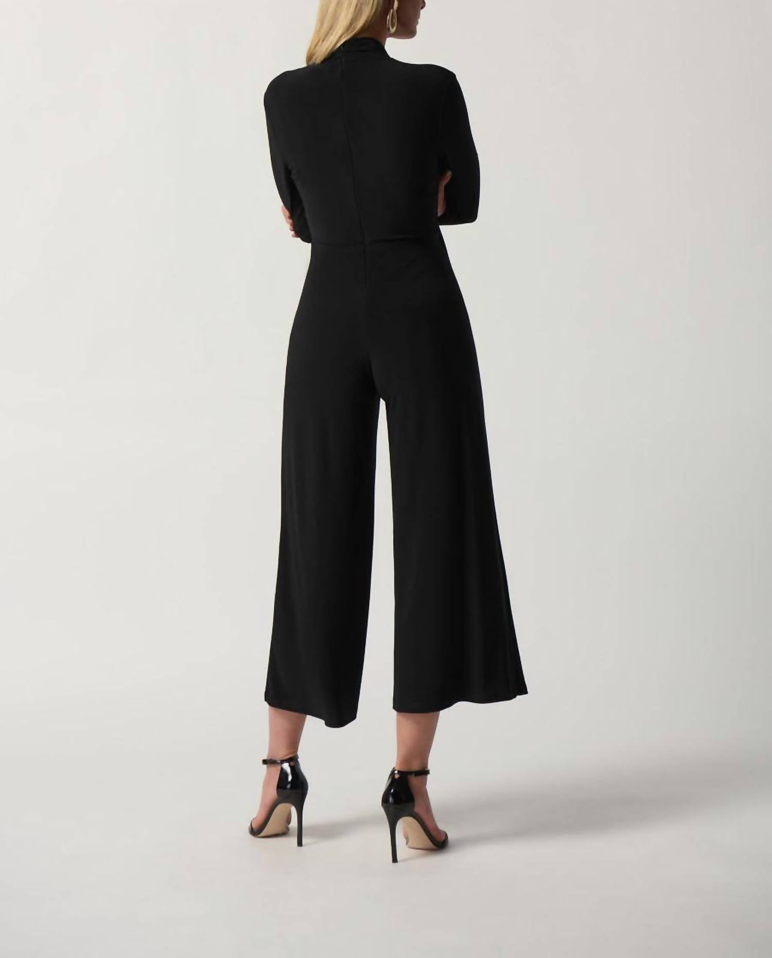 Joseph Ribkoff Women's Wrap Culotte Jumpsuit in black - women's pants - detail view