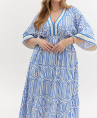Entro - Abstract V-neck Maxi Dress