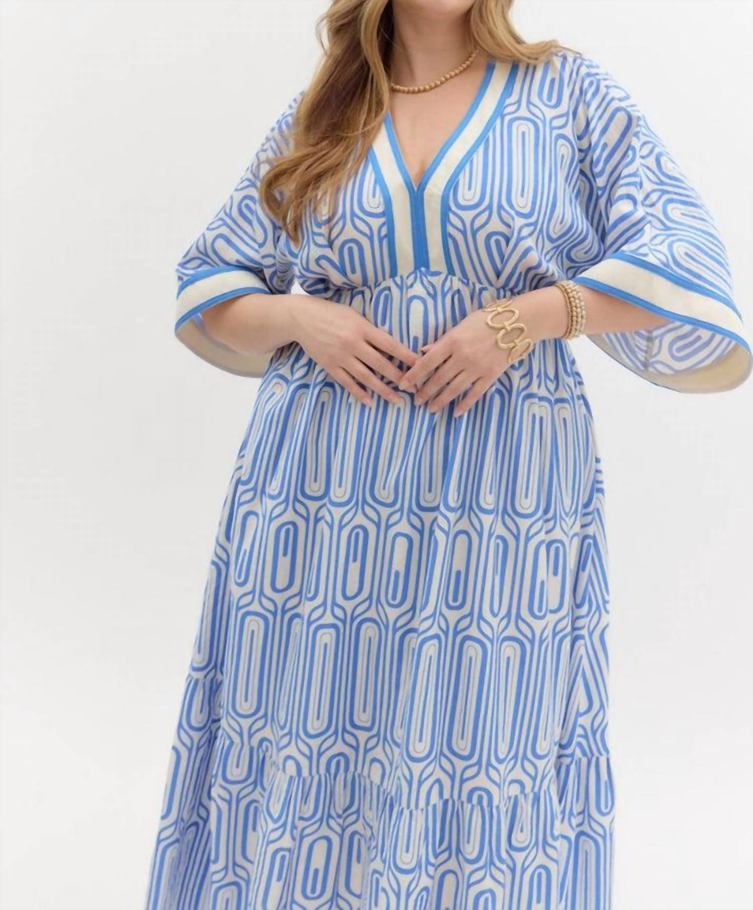 Entro - Abstract V-neck Maxi Dress