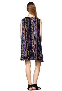 Velzera - Tribal Sleeveless Keyhole Mini Dress
