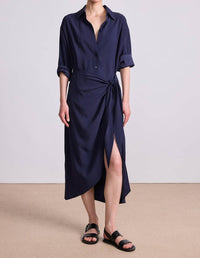 APIECE APART Alessandra Sarong Shirt Dress in midnight - women's dress