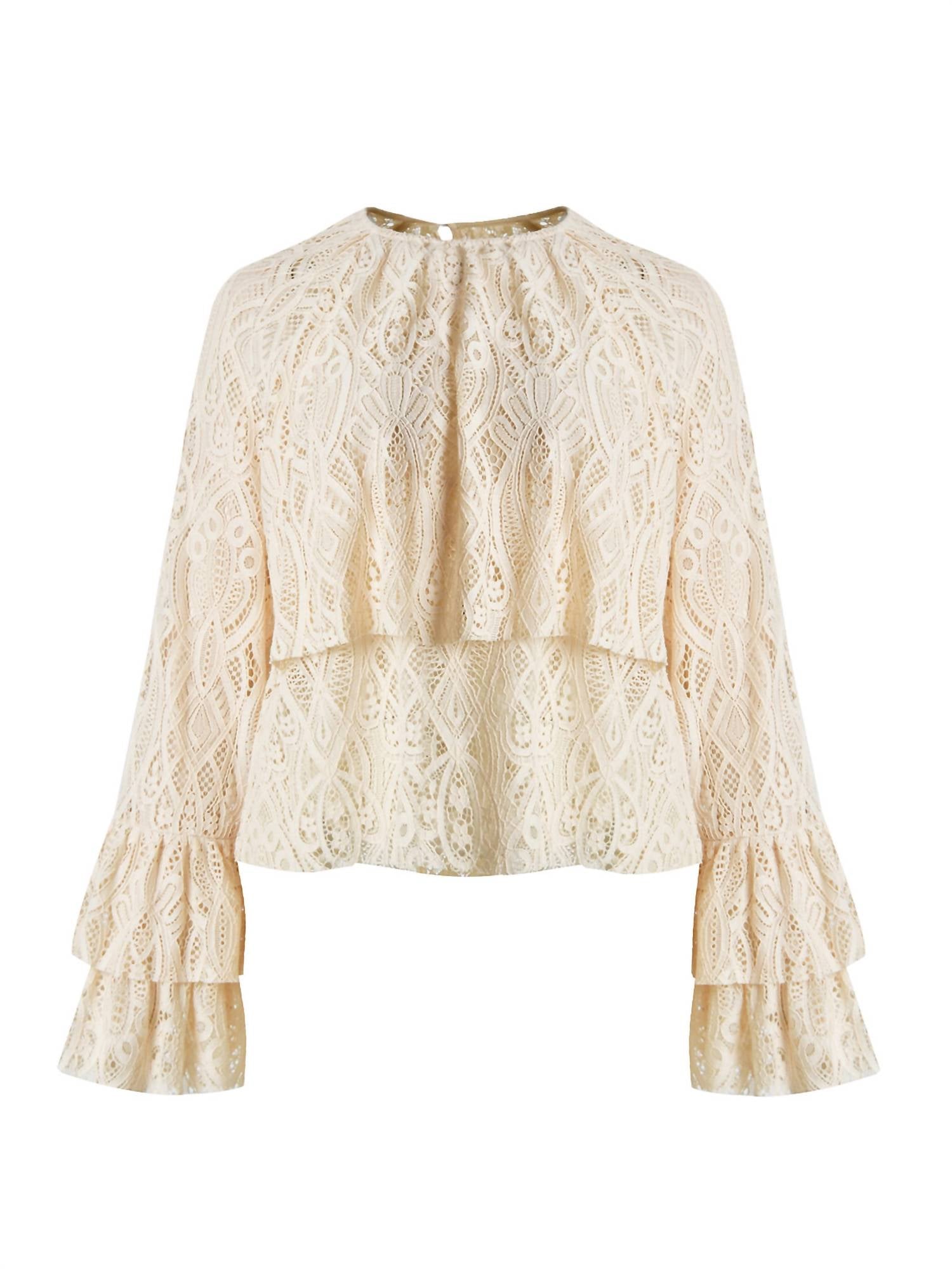 Mat Fashion - LACEY TIERED LONG SLEEVE BLOUSE