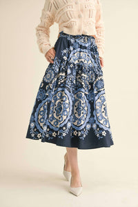 &merci Medallion Tiered Midi Skirt in navy - women's skirt - detail view