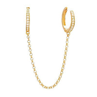 Kikichic - Women's Cubic Zirconia Diamond Chain Ear Cuff With Hoop Earrings