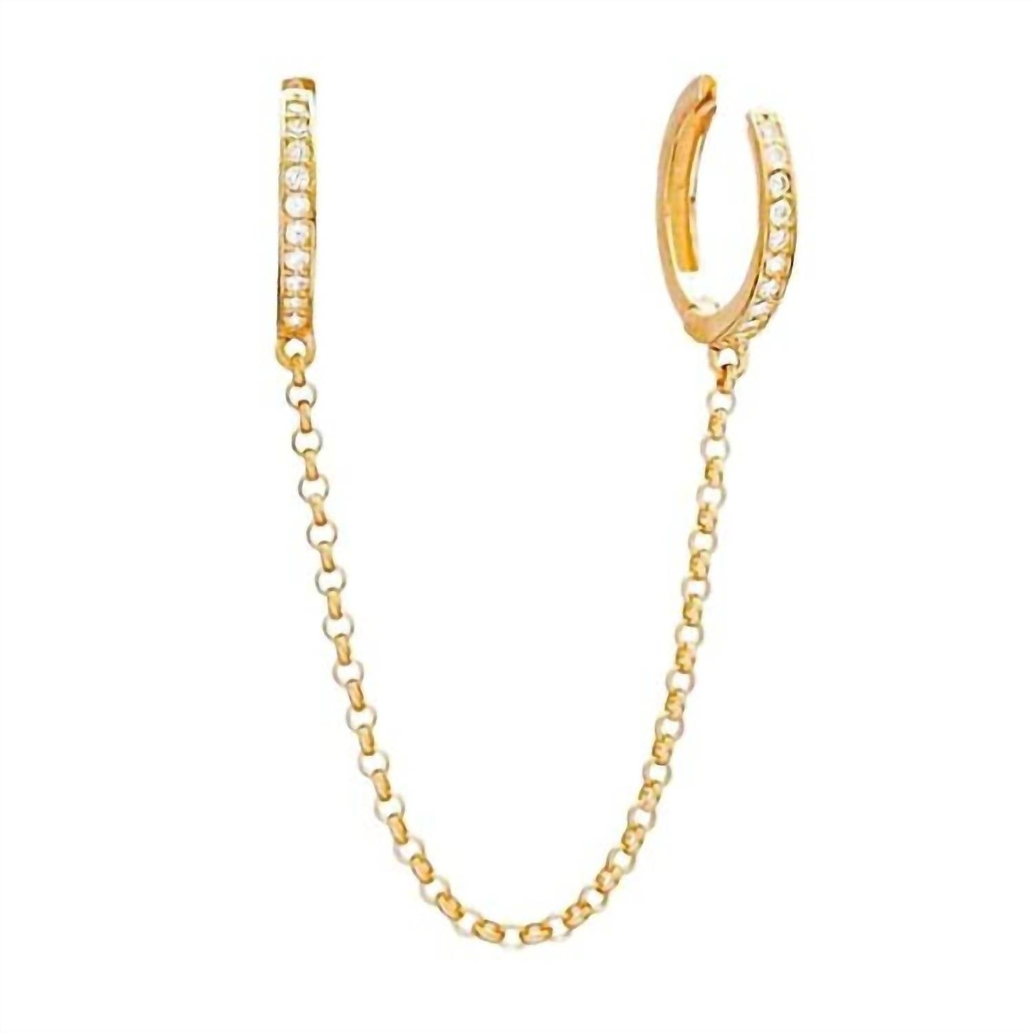 Kikichic - Women's Cubic Zirconia Diamond Chain Ear Cuff With Hoop Earrings