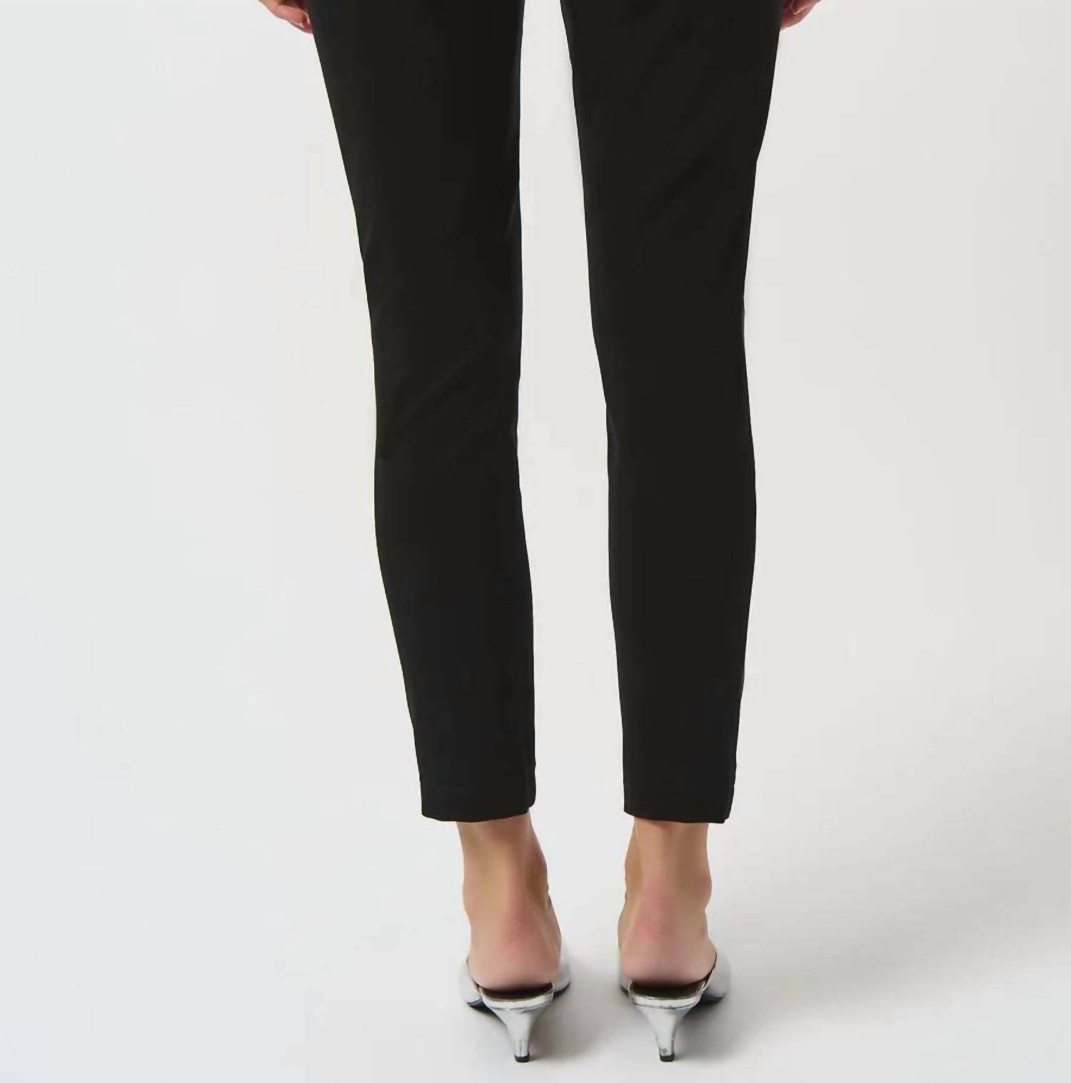 Joseph Ribkoff Colorblock Leatherette Pull-on Leggings in black - women's pants - detail view