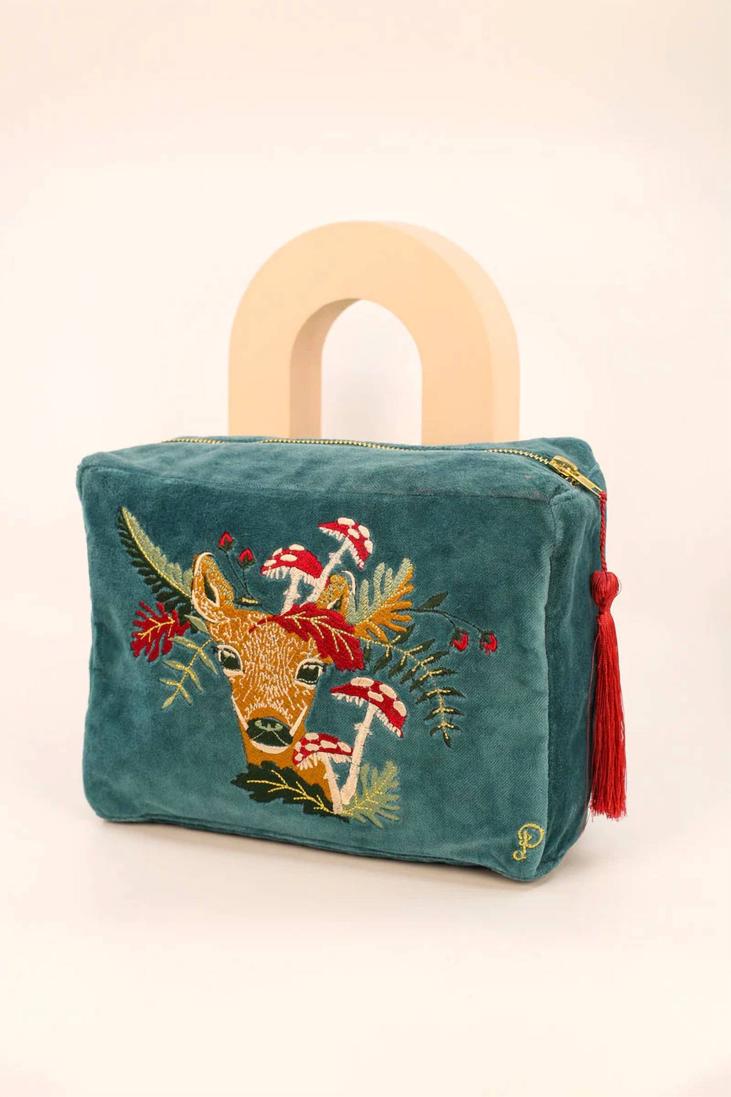 Powder - Women's Doe With Mushrooms Velvet Wash Bag