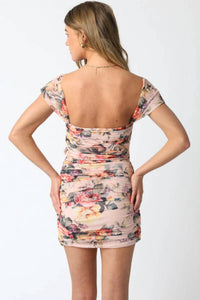 Olivaceous - Floral Shirred Dress