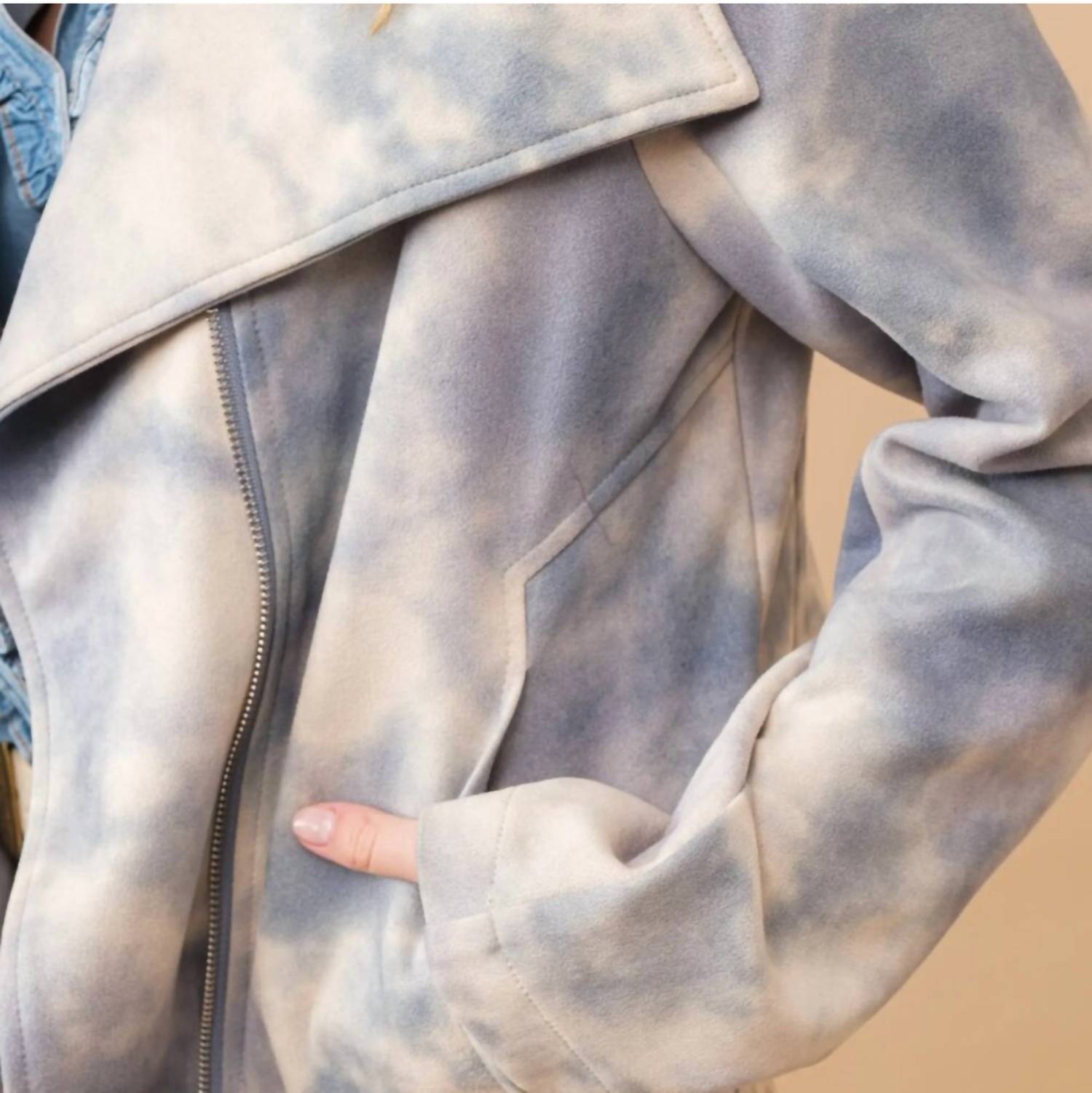 Blue B - Suede Tie Dye Moto Jacket