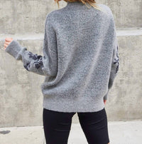 Lovestitch - Metallic Floral Pullover Holiday Sweater