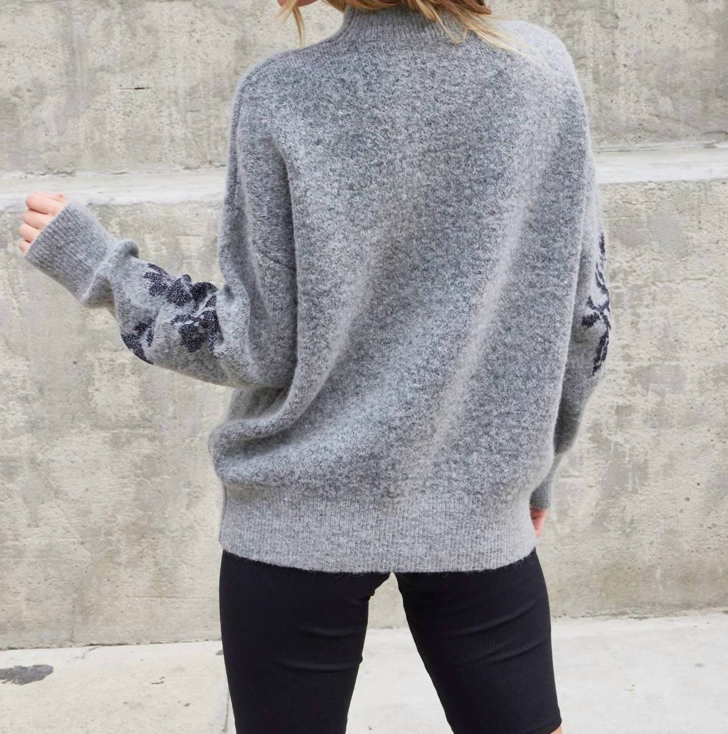 Lovestitch - Metallic Floral Pullover Holiday Sweater