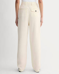 Everlane Women's Slouchy Curved Leg Buttersoft Chino Pants in bone - women's pants - detail view